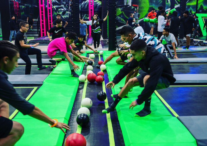 Group playing dodgeball at Ground Control San Antonio